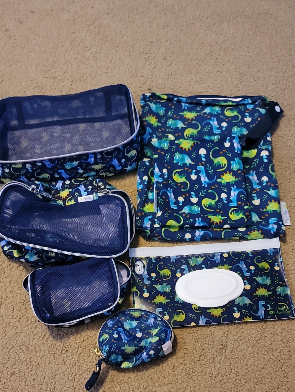 Itzy Ritzy Kids Dinosaur Travel Organizer Set - Navy/Blue